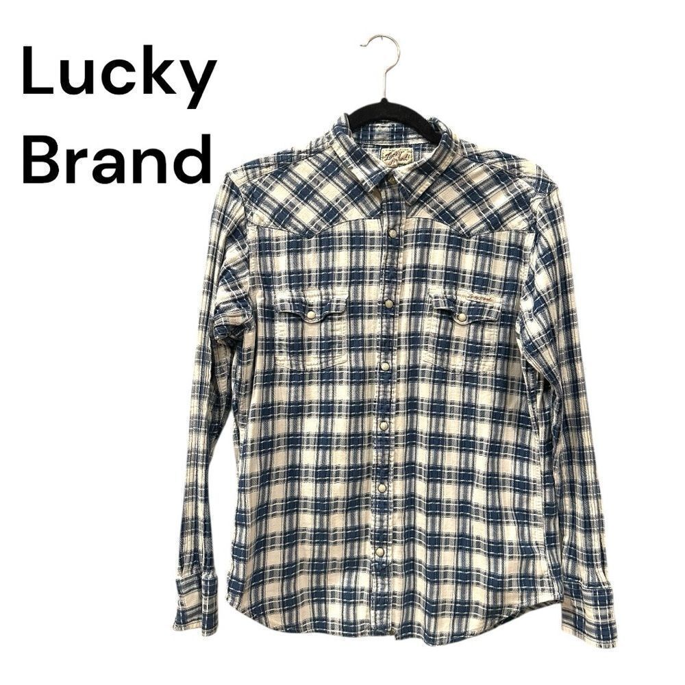 Lucky Brand Navy and White Checkered Shirt